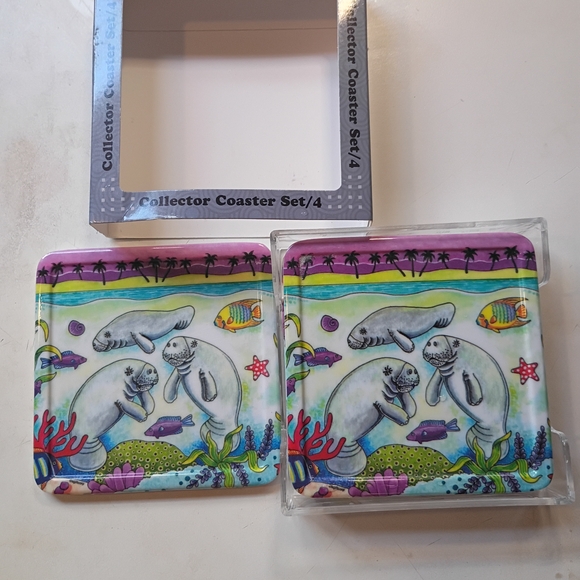 Colorful Manatee Coaster Set - Picture 1 of 3